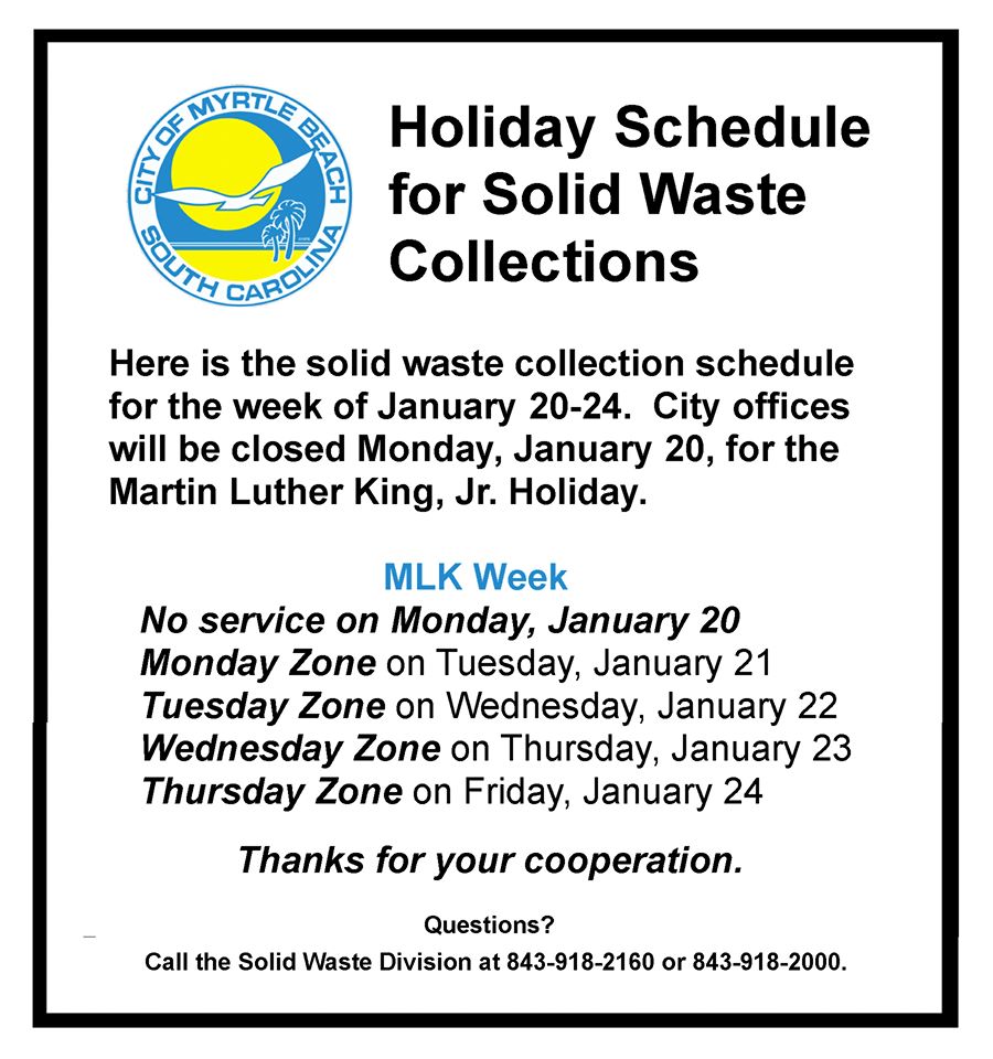 MLK Holiday Solid Waste Schedule